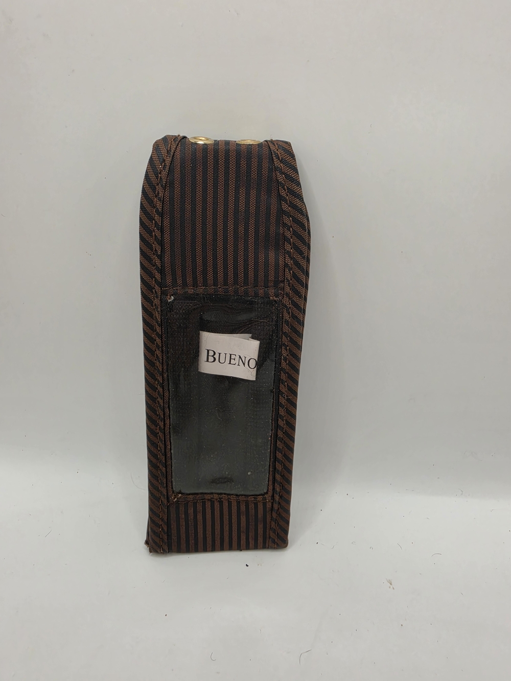 Bueno Brown Black Striped Slim Pouch With Id Window And Snaps